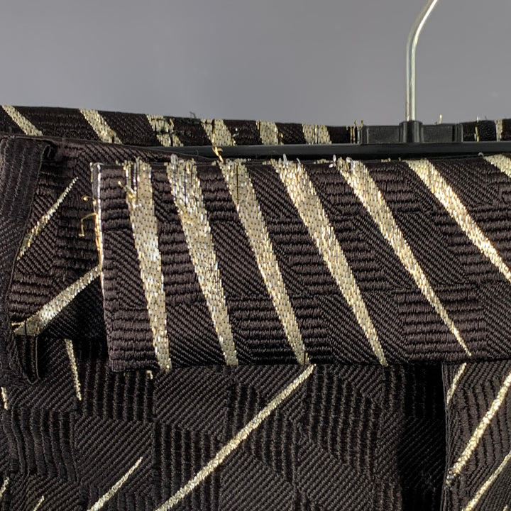 HAIDER ACKERMANN Size 32 Black Gold Jacquard Silk Blend Sunburst Cropped Casual Pants