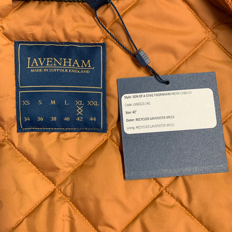 LAVENHAM Size 42 Thornham Tan Quilted Polyester Snaps Vest