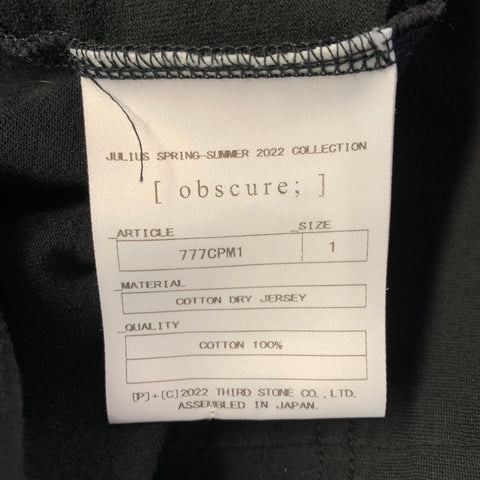 JULIUS_7 Size S Black White Graphic Cotton Crew Neck T-shirt