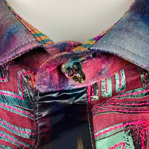 ROBERT GRAHAM Talla L Camisa de manga larga de algodón con estampado multicolor de edición limitada