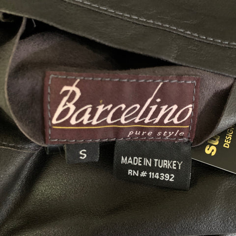 BARCELINO Blouson réversible en cuir et daim mélangés à motifs, taille S, marron