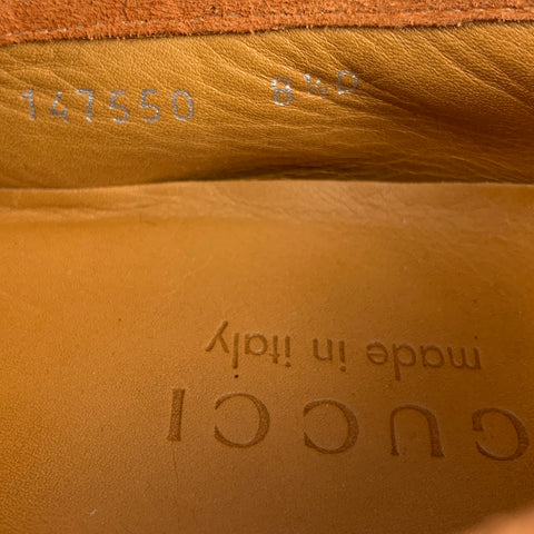 GUCCI Size 9 Tan Textured Suede Horsebit Loafers