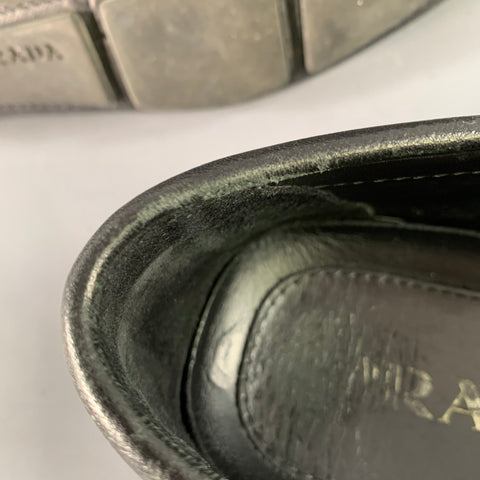 PRADA Size 10.5 Black Saffiano Leather Drivers Penny Loafers