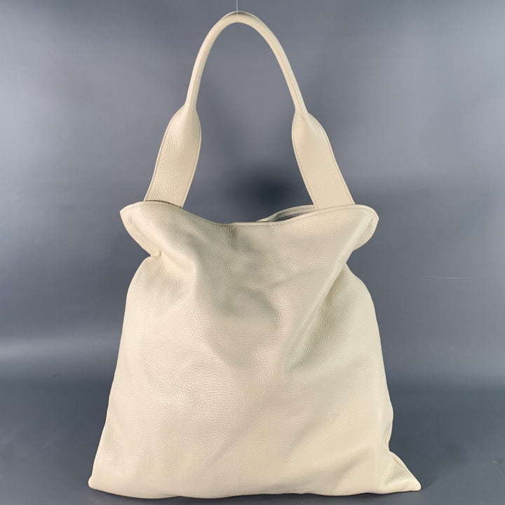 LABONIN Beige Stone Pebble Grain Leather Tote Bag