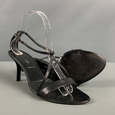 HELMUT LANG Talla 8.5 Sandalias de cuero negro