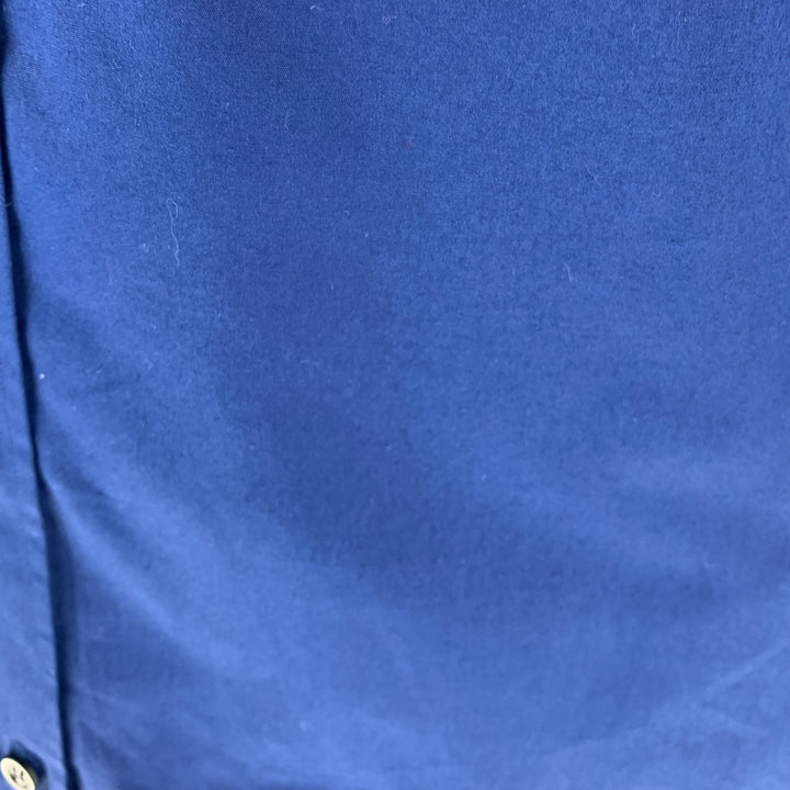 ALEXANDER MCQUEEN Size L Blue Cotton Blend Short Sleeve Shirt