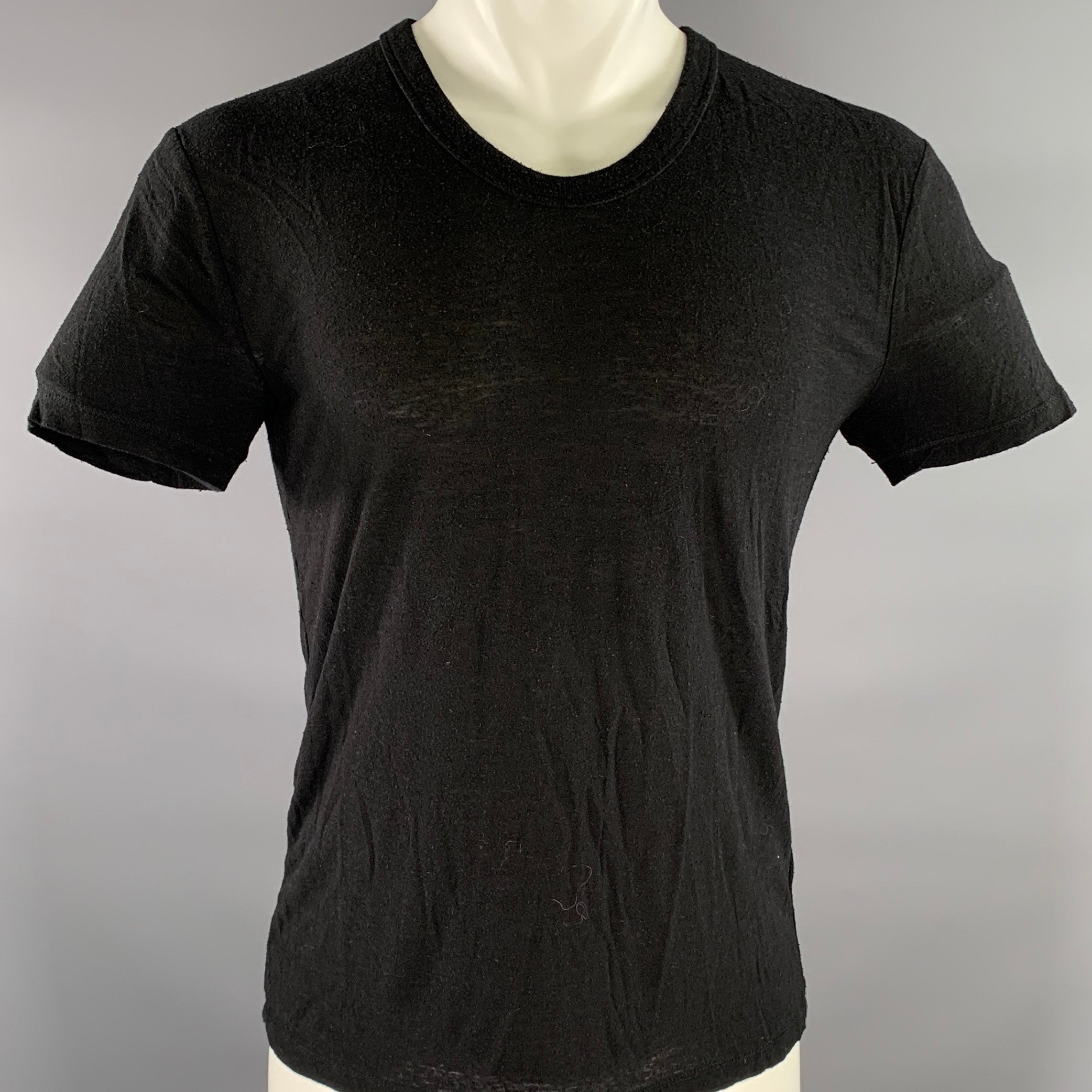 alexander wang ｜Tシャツ(xsサイズ) ALEXANDER WANG Size XS Black Textured Silk Rayon See Through T