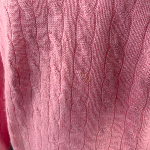 POLO by RALPH LAUREN Size M Pink Cable Knit Cashmere Crew Neck Pullover