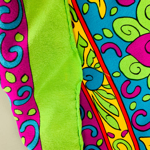 YVES SAINT LAURENT Multi Color Abstract Floral Print Silk Scarf