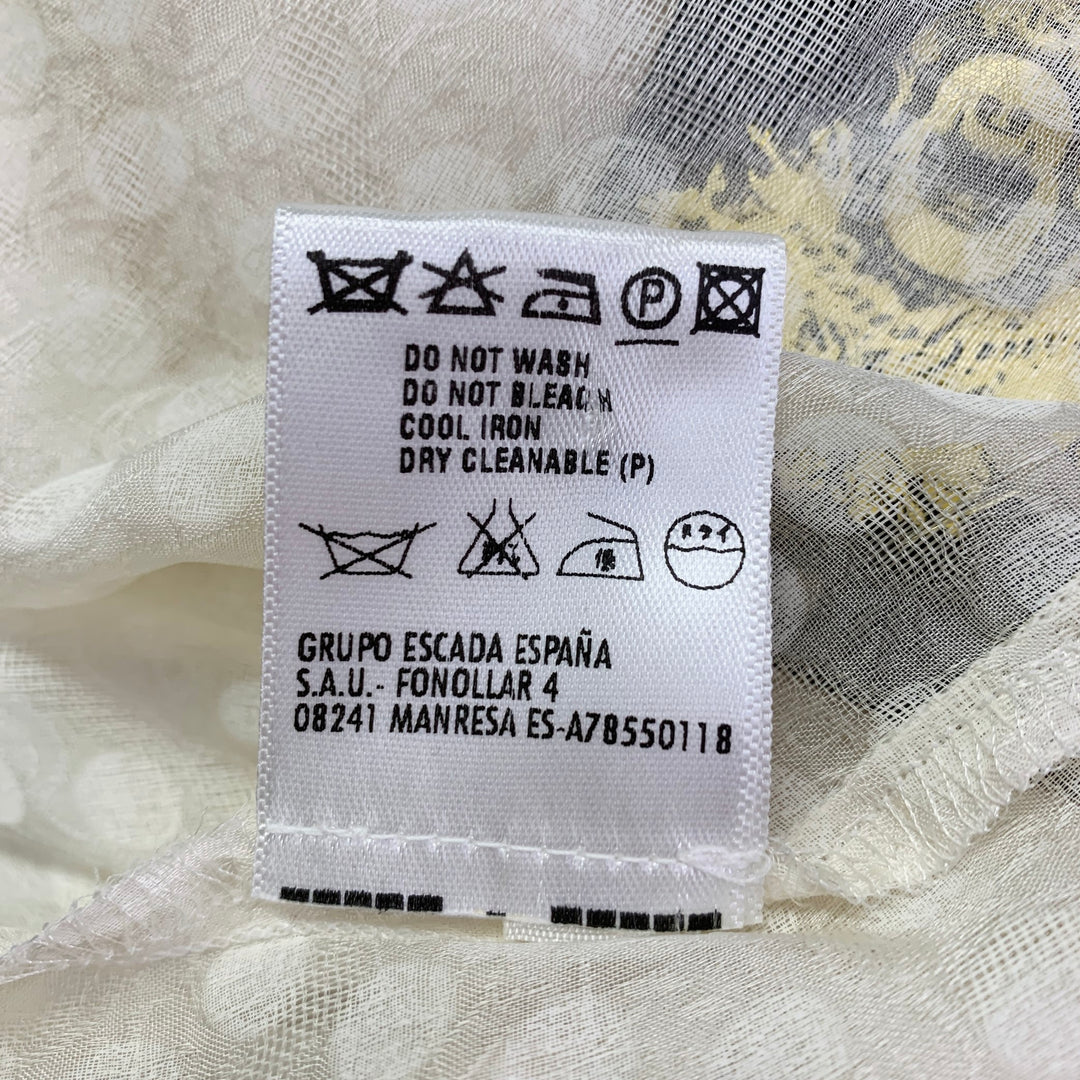 ESCADA Size 12 Beige Silk Dots Bow Blouse