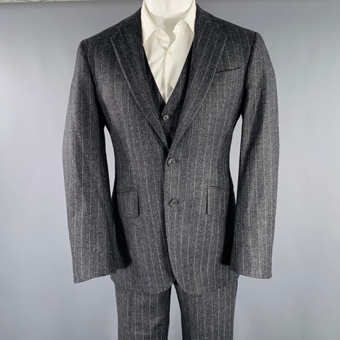 JOSEPH ABBOUD Size 40 Grey Cream Stripe Wool Suit