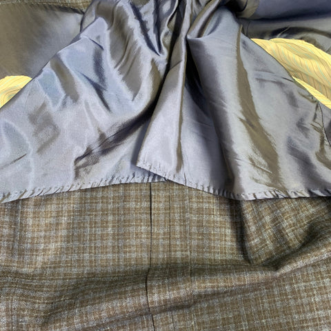 Veste de sport SARTORIO taille 44 en laine, soie et lin à carreaux bleu et noir