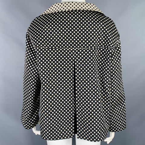 AKRIS Size 16 Black Ivory Polyester Polka Dot Reversible Jacket