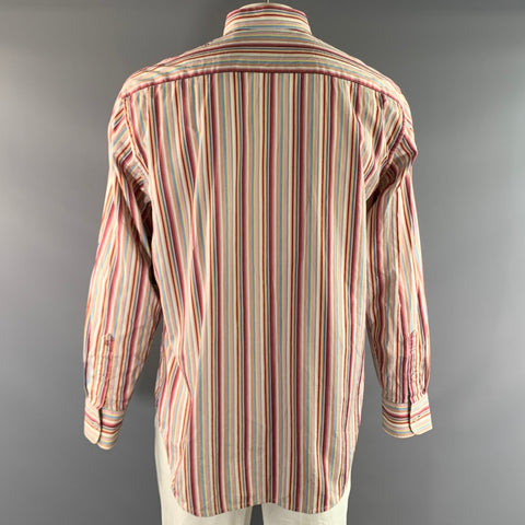 ROBERT GRAHAM Size XL Pink Multi Color Stripe Cotton Button Up Long Sleeve Shirt