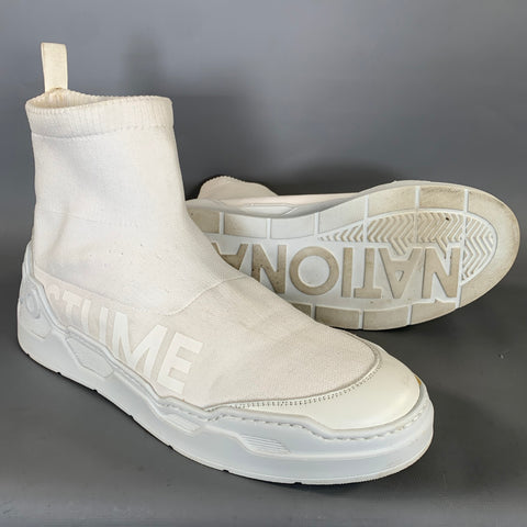 CoSTUME NATIONAL Size 9 White Fabric Pull On Boots