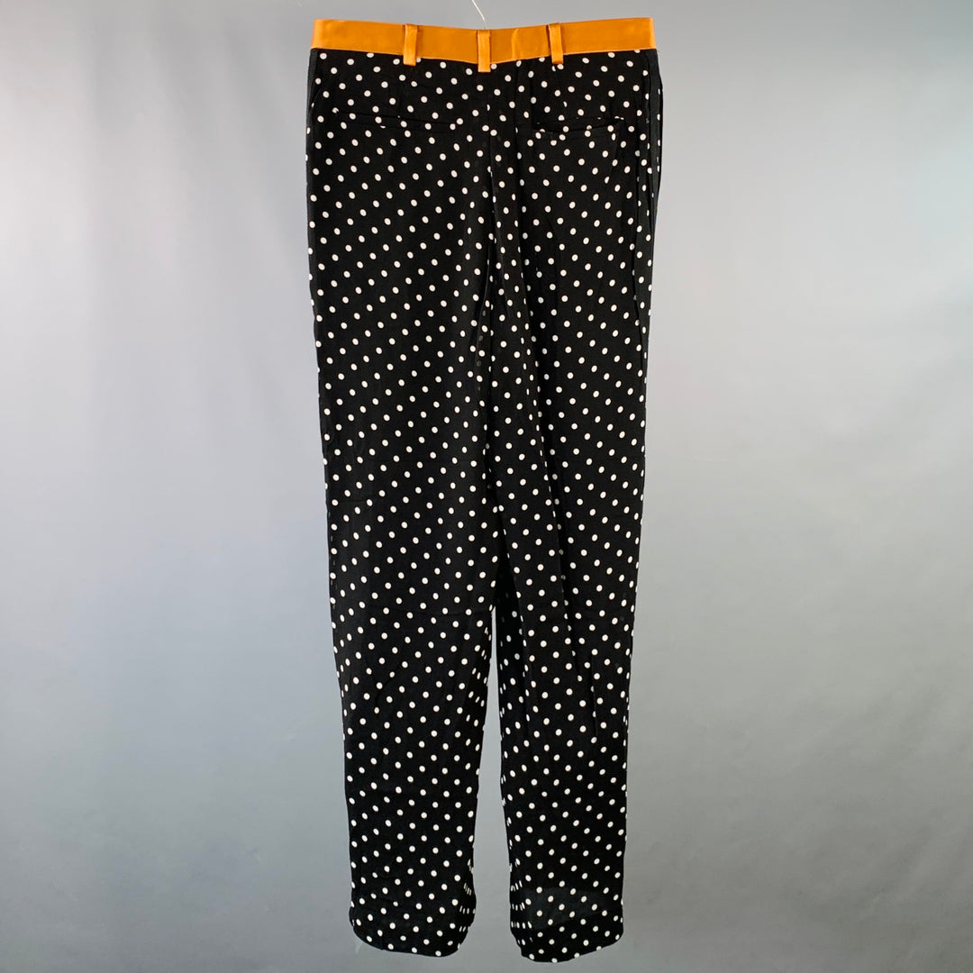 HAIDER ACKERMANN Size 30 Black White Polka Dot Viscose Silk Casual Pants
