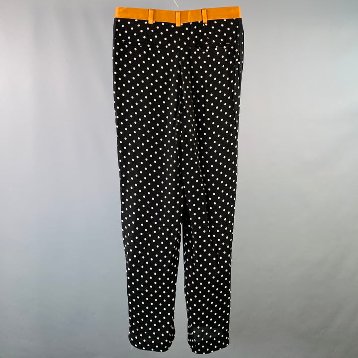 HAIDER ACKERMANN Size 30 Black White Polka Dot Viscose Silk Casual Pants