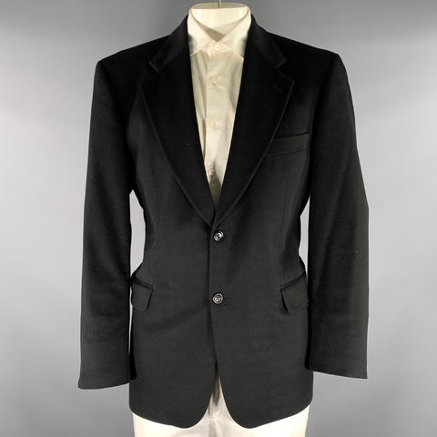BALLY Chest Size 42 Black Textured Cashmere Notch Lapel Sport Coat