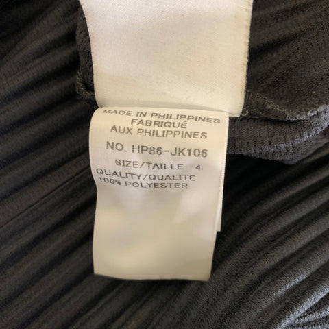 ISSEY MIYAKE Size L Grey Pleated Polyester Hooded Pullover
