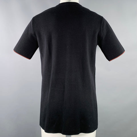 CALVIN KLEIN COLLECTION Size S Black Knit Viscose Virgin Wool T-shirt
