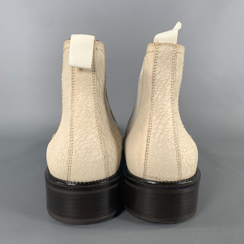 DONALD J PLINER Size 9.5 White Cream Crackled Leather Chelsea Boots