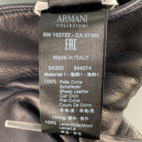 ARMANI COLLEZIONI Size L Black Sheepskin Leather Gloves