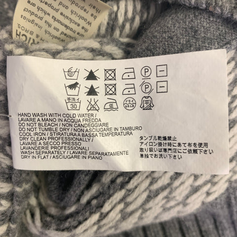 WOOLRICH Taille S Gris Blanc Cardigan Châle Nordique Laine Cachemire
