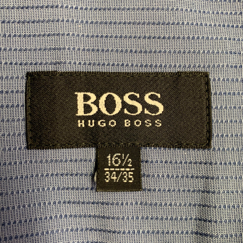 BOSS by HUGO BOSS Size L Blue Navy Stripe Cotton One Pocket Long Sleeve Shirt