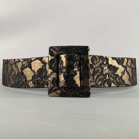 CHRISTIAN DIOR Size M Black Anthracite Lace Leather Belt