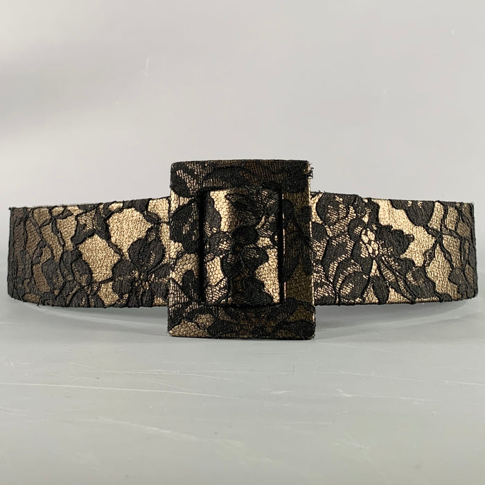 CHRISTIAN DIOR Taille M Ceinture en Cuir Dentelle Anthracite Noire