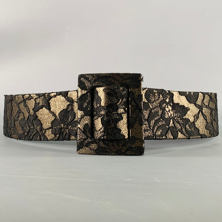 CHRISTIAN DIOR Size M Black Anthracite Lace Leather Belt