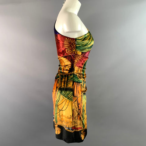 VERSACE SS1993 Size 6 Yellow Multi Color Acetate & Silk Baroque Cocktail Dress