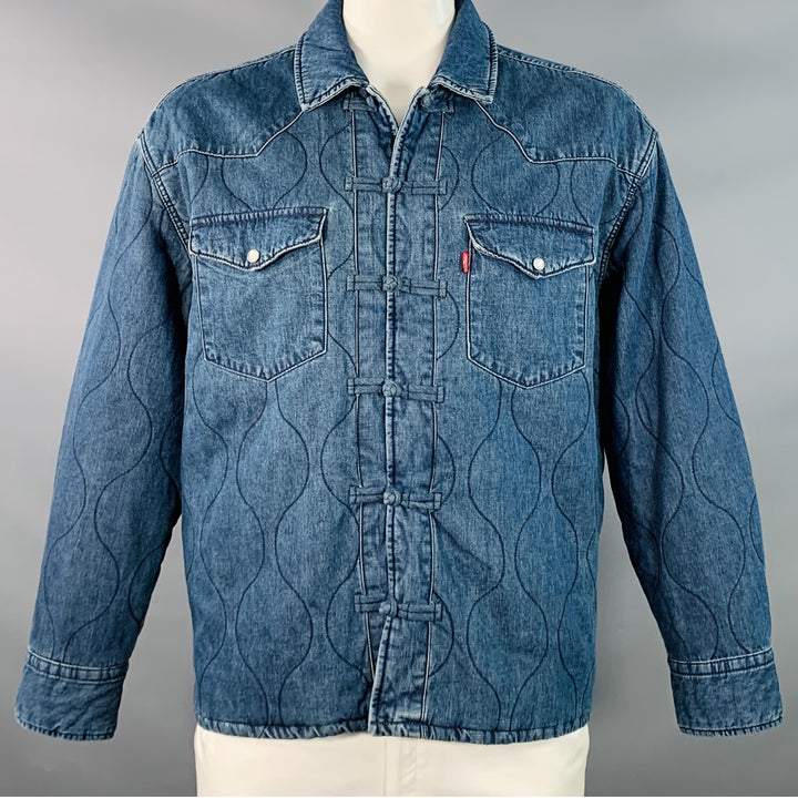 LEVI STRAUSS x CLOT Size L Blue Quilted Cotton Denim Toggle Closure Jacket