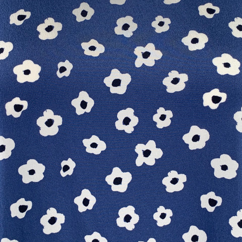 WHYCI MILANO Size 4 White Blue Viscose Blend Floral 3/4 Sleeves Casual Top