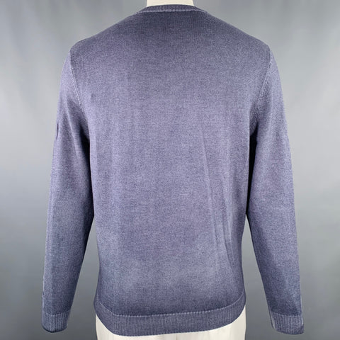 LENOR ROMANO Pull col V en laine mérinos torsadée bleu gris Taille L