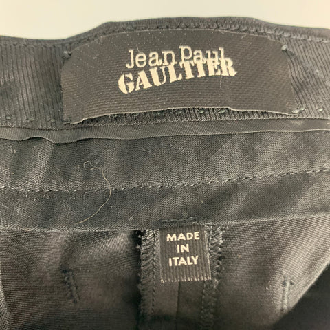 JEAN PAUL GAULTIER Size 34 Black Solid Silk Zip Up Dress Pants