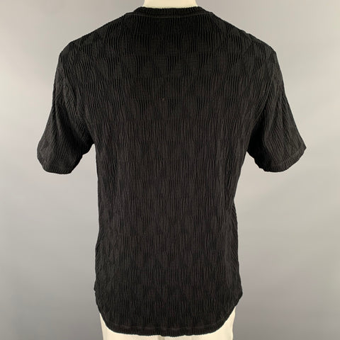 GIORGIO ARMANI Size XL Black Jacquard Viscose Blend T-shirt