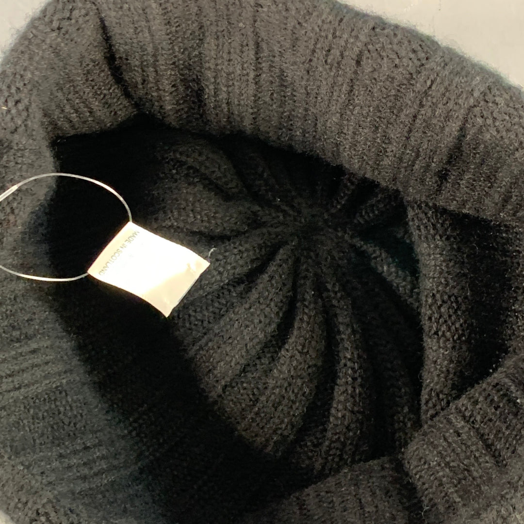 PERMANENT STYLE One Size Black Ribbed Cashmere Beanie