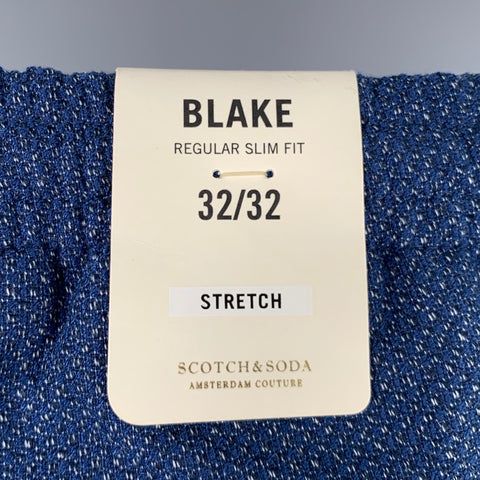 SCOTCH AND SODA Size 32 Blue White Textured Polyester Blend Casual Pants