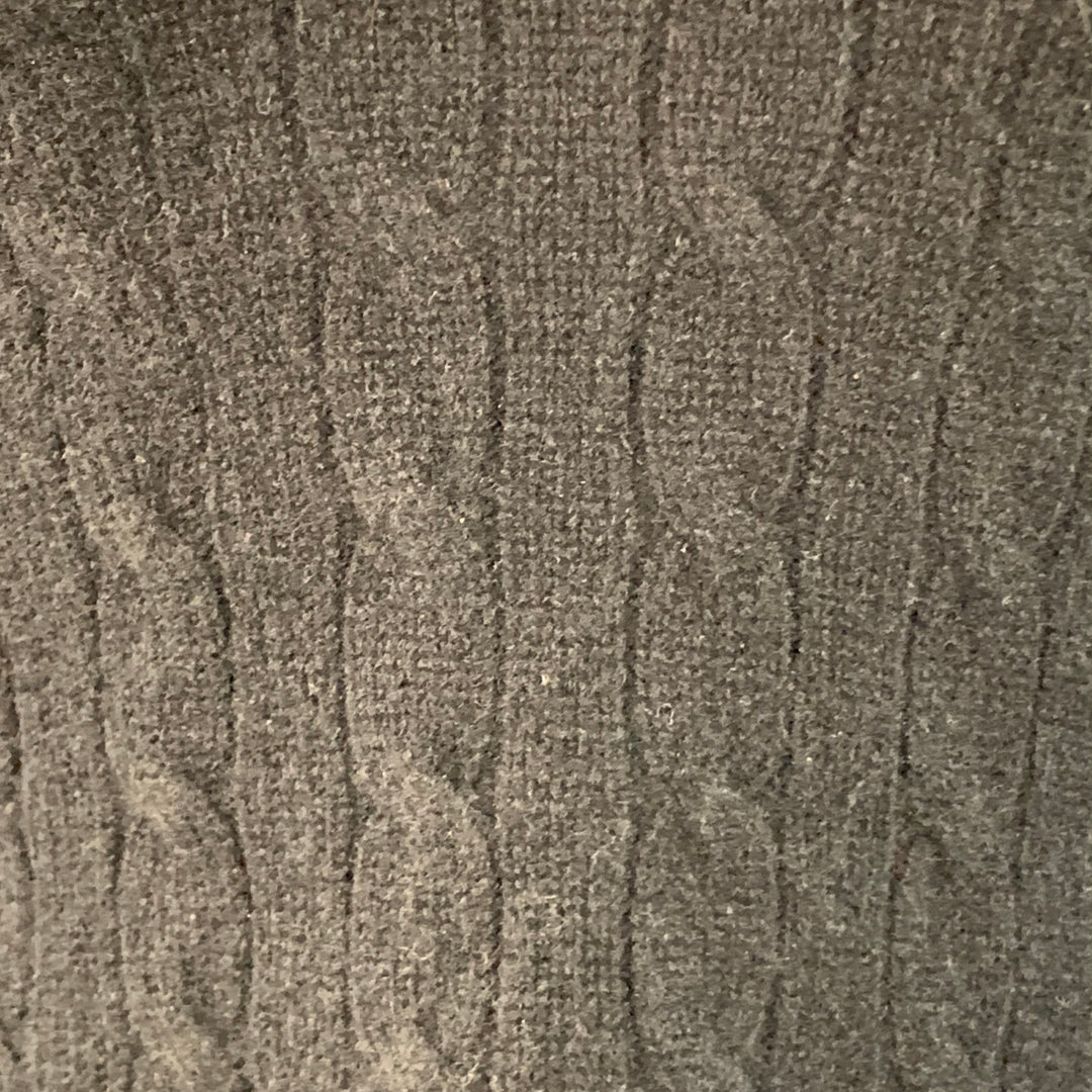 RALPH LAUREN Size S Black Cashmere Cable Knit Flared Hem V-Neck Sweater