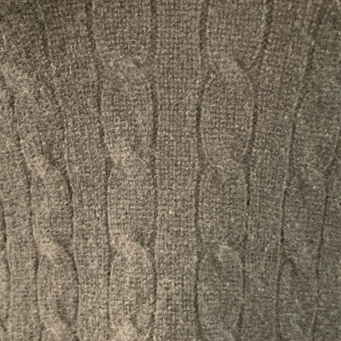 RALPH LAUREN Size S Black Cashmere Cable Knit Flared Hem V-Neck Sweater