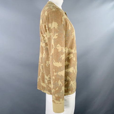 RRL by RALPH LAUREN Size L Brown Khaki Camo Cotton Henley Long Sleeve Shirt