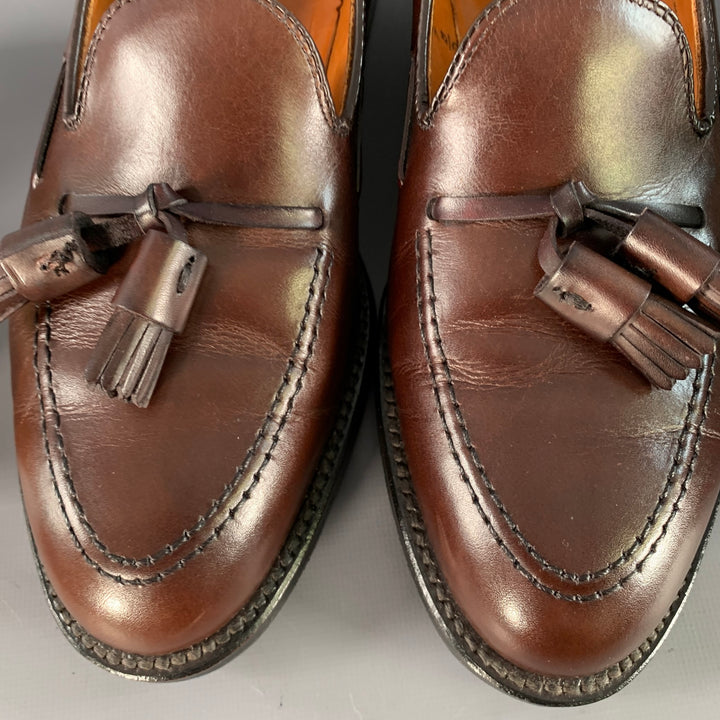 ALDEN Size 7 Dark Brown Leather Tassel Moccasin Loafer