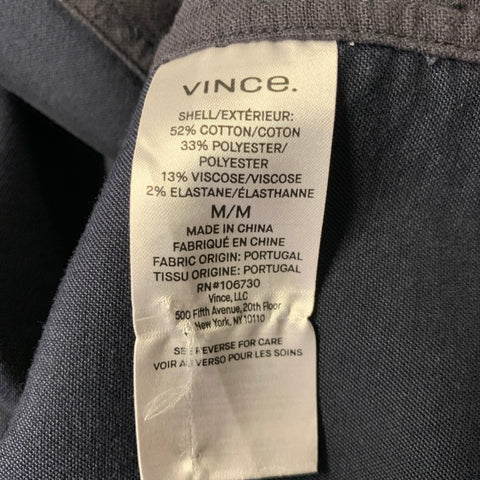 VINCE Size M Navy Patchwork Cotton Blend Pointed Collar Jacket