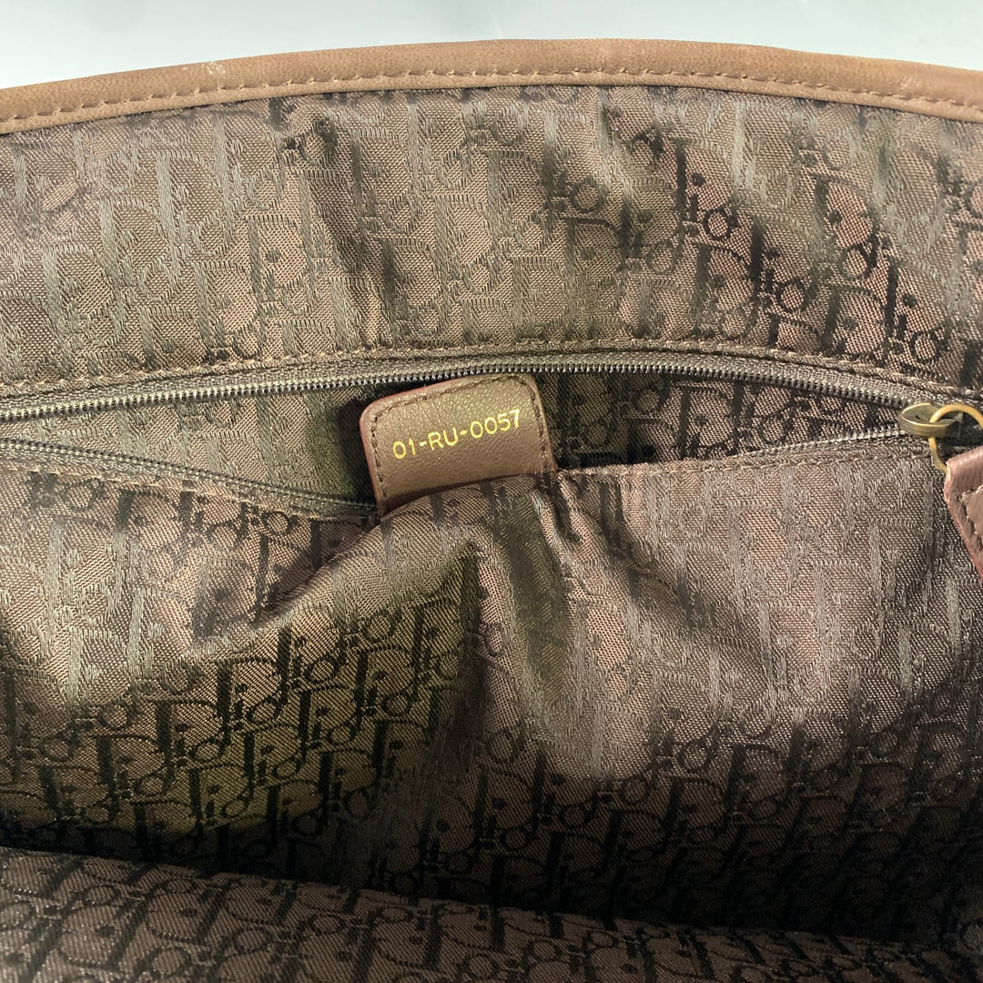 DIOR Brown Yellow Pleated Lambskin Leather Bags