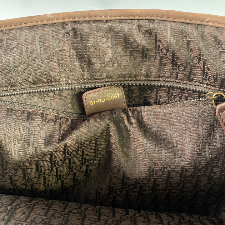 DIOR Brown Yellow Pleated Lambskin Leather Bags