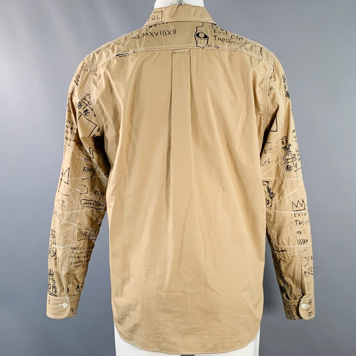 JUNYA WATANABE x BASQUIAT Size M Tan Black Graffiti Cotton Two Pockets Long Sleeve Shirt