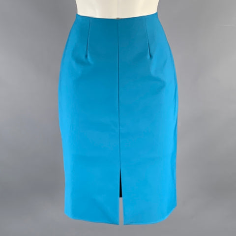L'AGENCE Size 6 Blue Polyester Spandex Pencil Below Knee Skirt