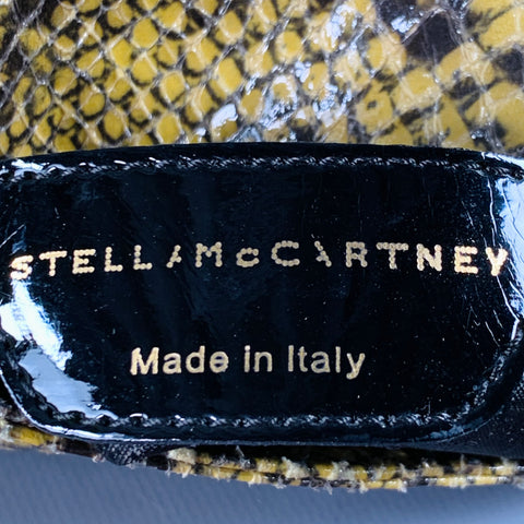 STELLA McCARTNEY Falabella Yellow Black Gold Chain Snake Embossed Handbag