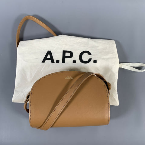A.P.C. Beige Textured Leather Cross Body Handbag